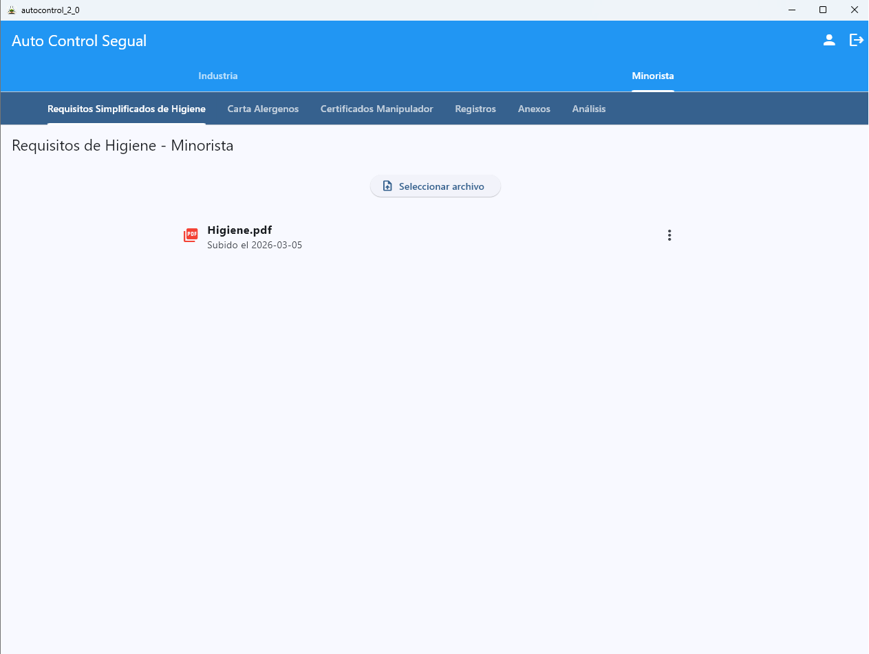 Requisitos de higiene simplificados en AutoControl para hostelería — gestión del documento de higiene del establecimiento